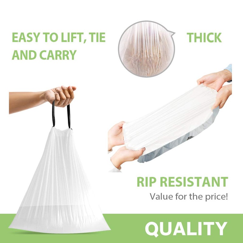 1.2 Gallon 220pcs Strong Drawstring Trash Bags Garbage Bags by