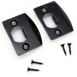 Wise Home Products 2 Pack Black Finish Strike Plate Iron Full Lip 1/4", 2-1/4 Inches, 1-5/8" Center-to-Center, Radius Corner Deadbolt, Perfect for 883351012430 83796-019 Full Round, Black Plated 2 pc