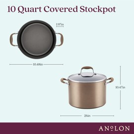 Anolon Advanced Home Hard-Anodized Nonstick Wide Stock Pot/Stockpot (10-Quart, Bronze)