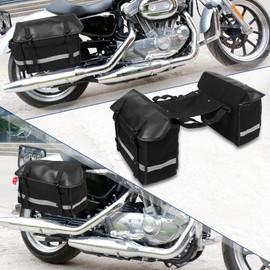 Motoforti 1Pair Motorcycle Saddlebag Side Tool Bags Cycling Luggage Bag Waterproof Nylon Black