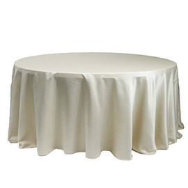 Your Chair Covers - 132 in. Round L'Amour Tablecloth - Premium Wedding Tablecloth for 6 ft. Round Banquet Tables - Ivory