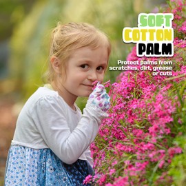 AIGEVTURE 2 Pairs Kids Gardening Gloves for Age 5-8, Children Yard Work Gloves, Soft Safety Garden Gloves for Boys Girls