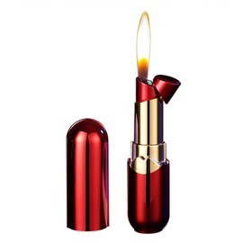 Torch Lighter, Lovely Lipstick Lighter, Soft Flame Refillable Butane Lighter with Flame Adjustment Tool, Cute Lighter Gift for Girls, Women, Birthday, Anniversary(Without Butane)-Red