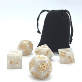 5 White Dice - Romantic Role Playing Dice Party Dice Game, Valentine's Day Gift for Hen Party, Honeymoon, Bacherette Party, Him and Her, Bridal Shower, Groom Roast, Newlyweds,Wedding Anniversary