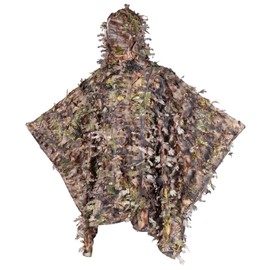 AUSCAMOTEK 3D Leafy Poncho Ghillie Suit Camouflage Cloak Cape for Turkey Hunting Green