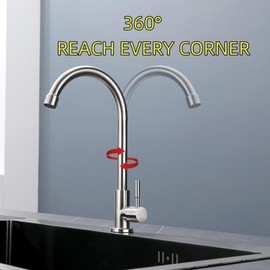 Kitchen Taps Single Cold Water Faucet Single Handle High Arc Kitchen Faucet 304Stainless, Kitchen Sink Faucet,Outdoor Faucet，Modern One Hole Bar Sink Faucet