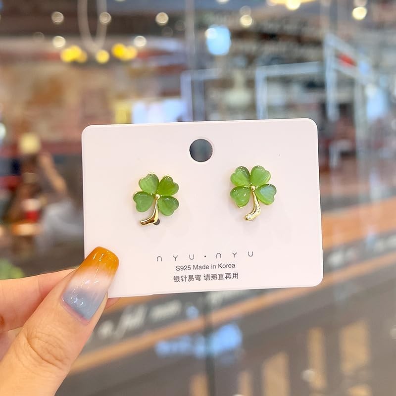 St Patricks Day Earrings for Women, Trendy Statement Four Leaf