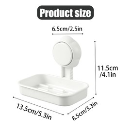 Suction Cup Shower Soap Holder Wall Mounted Max Hold 5KG Soap Dish Suction Sponge Holder Drill-Free Removable with Drainage White Plastic Soap Dish for Bathroom Kitchen