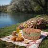 Wicker Picnic Basket with Lid and Handle Sturdy Woven Body