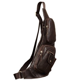 Hebetag Leather Sling Bag Crossbody Backpack for Men Women Outdoor Travel Tactical Hiking Camping Shoulder Pouch Chest Day Pack Daypack