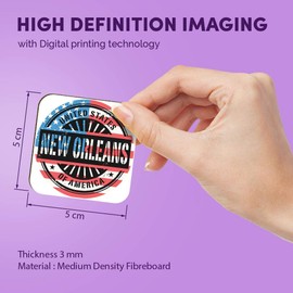 1 x Square MDF Fridge Magnet - New Orleans USA Flag Travel Stamp 6067