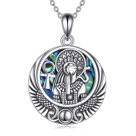 YFN Ra Necklace Sterling Silver Egyptian Pendant Abalone Shell Egypt Sun God Jewellery Ra Gifts for Women Men