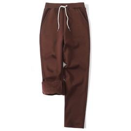 Gihuo Womens Sweatpants Warm Fleece Sweatpants Winter Sherpa Lined Joggers Pants(Brown-L)