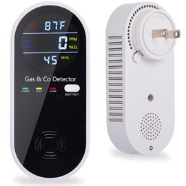 Plug in Combination Gas & Carbon Monoxide Detectors with Temperature and Humidity Display- Natural Gas Detectors & Carbon Monoxide Alarm for Home, Kitchen (2 Packs)