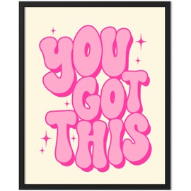 ORANGE GROVE PRINT SHOP Better Late Than Ugly Wall Decor Funny Bathroom Decor y2k room decor Preppy Room Decor Hippie Room Decor Funky Wall Art (8x10 Unframed, You Got This Pink)