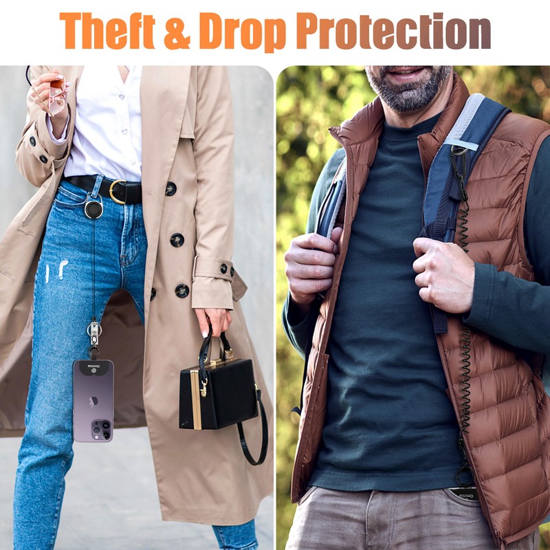 Ominia Retractable Phone Tether Lanyard: Anti-Theft Retractable Cellphone Lanyard with