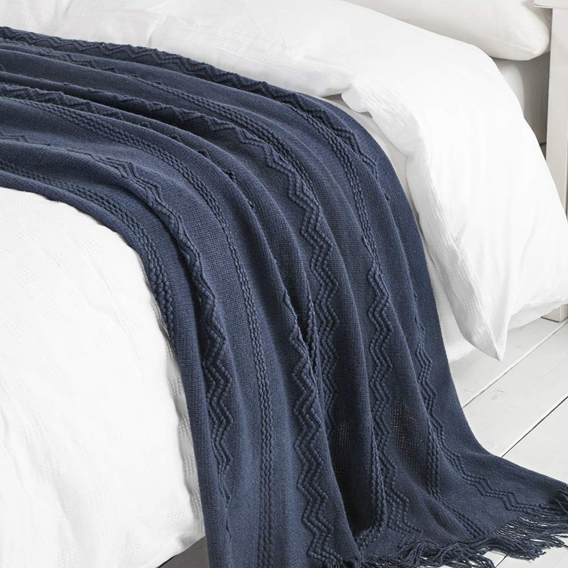 BOURINA Textured Solid Soft Sofa Throw Couch Cover Knitted Decorative