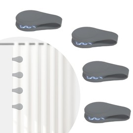 Magnetic Silicone Shower Curtain Clips for Liners,Self-Adhesive Shower Curtain Magnetic Keeper,Windproof Splash Guards to Keep Water in Shower,Easy Installation Shower Clips for Curtain 4 Packs (Grey)