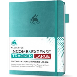Clever Fox Income & Expense Tracker Large – Accounting & Bookkeeping Ledger Book for Small Business – 2-Year Record Notebook, A4 (Turquoise)
