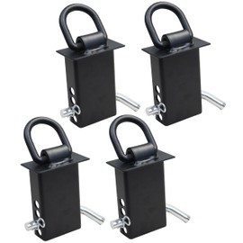 YHXCUIER Heavy Duty Adjustable Trailer Stake Pocket D Ring Load Limit 12000lbs & 4 Holes for Adjustment, Removable Stake Pocket D-Ring Tie Downs Utility for Flatbed Trucks (4 Pack)