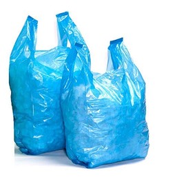 Sabco - Blue 100pcs 11 X 17 X 21" Plastic Vest Carrier Bags - Blue Vest Style Carrier Bags - Plastic Carriers With Handles - Heavy Duty Ideal For Grocery Shopping