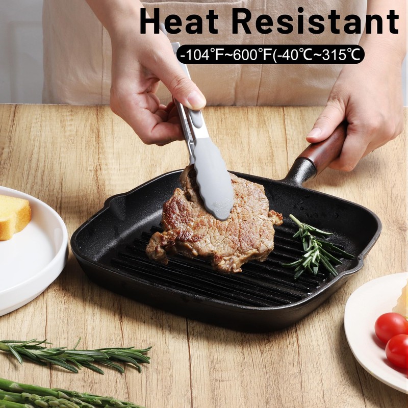 Hotec Mini Silicone Kitchen Tongs for Cooking - 7-Inch Small