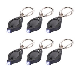 Rabi 6 Pack Mini LED Flashlight Keychain Ultra Bright Key Ring Light Torch with Hook (Black)