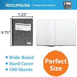 Composition Notebook Wide Ruled Composition Notebooks Bulk Black Marble Hard Cover Wide Ruled Notebook Paper Note Books For Schools Marble Composition Books 100 Sheets 200 Pages 9.75” x 7.25” (48 Pack)