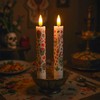 ONEIHOMM Dia De Los Muertos Taper Candles with Timer Remote