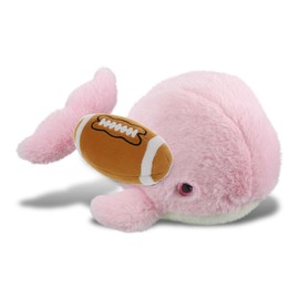 DolliBu Large Pink Whale Stuffed Animal with Football Plush - Soft Huggable Whale Plush Toy, Cute Ocean Life Gift, Plush Doll Animal Toy for Kids and Adults with Name Personalization - 13 Inches
