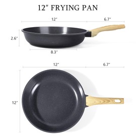 GiPP Ceramic Nonstick Frying Pan - 12 Inch Healthy Non-Toxic Non Stick Skillet Omelette Pans, Induction Compatible Chef Pan, PFAS & PFOA-Free, Dishwasher Safe, Stay Cool Handles