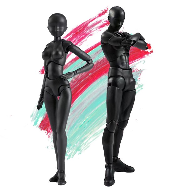 Gnallang Drawing Doll (Men and Female Model), Articulated Movable, Stand