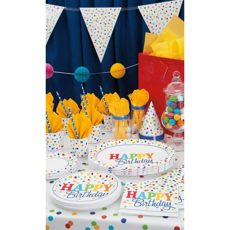 Vibrant Rainbow Polka Dots Dessert Plates - 7" (Pack of