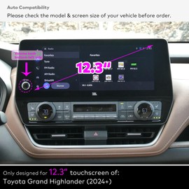 INNOSURE Tempered Glass Screen Protector for (2024/2025) Toyota Grand Highlander & Highlander Hybrid XLE/Limited/Platinum 12.3 Inch Infotainment Touchscreen (HD Clear)