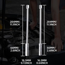 YKUKIZEE 2 Pack 14 mm & 16 mm Swivel Magnetic Spark Plug Socket Wrench 35cm Long, 360°Rotatable Spark Plug Removal Tool Universal Joint, Flexible Spark Plug Spanner Thin Wall for Auto Cars Motorbike
