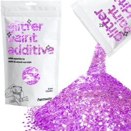 Hemway Glitter Paint Additive Crystals for Acrylic Emulsion Paint, Interior & Exterior Walls, Wood, Varnish, Matt, Gloss, Furniture 100g / 3.5oz - Extra Chunky (1/24" 0.040" 1mm) - Lavender Purple