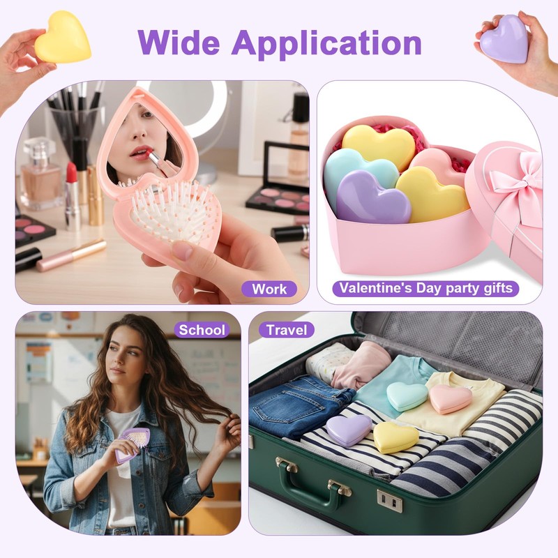 Heart Shape Mini Hair Brush Gifts Bulk for Women Party