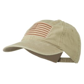 e4Hats.com Tan American Flag Embroidered Washed Cap - Khaki OSFM