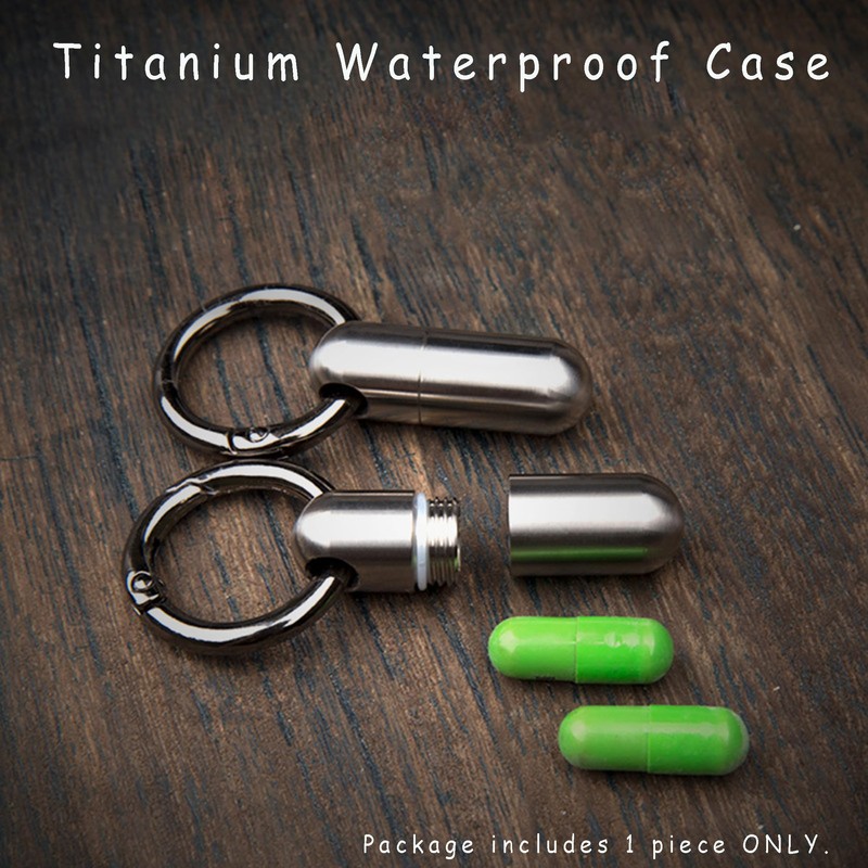Hamans ポータブル ピルケース 防水 ピルホルダー キーチェーン チタン EDC ピルオーガナイザー ピルボックス