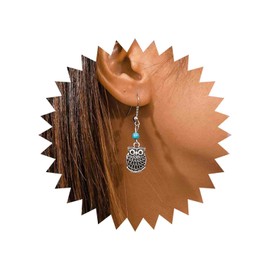 Yienate Boho Turquoise Beads Cross Earrings Silver Flora Cross Dangle Earrings Vintage Ethnic Turquoise Stone Hook Earrings Tiny Pearl Link Cross Earrings Jewellery for Women and Girls, Silver