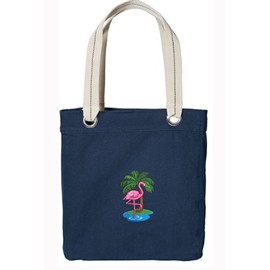 Broad Bay Flamingos Tote Bag RICH Dye Washed Navy COTTON CANVAS