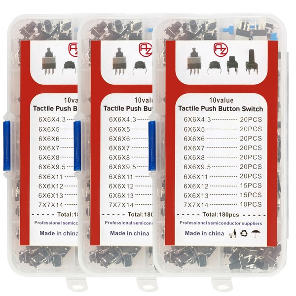 AZDelivery 3 x Micro Switch Button Set - 180 Pieces,