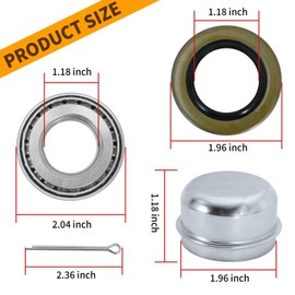 UOIENRT 2 Pack Axles Trailer Wheel Hub Bearings Kit L44643/ L44610/ 12192TB, Dust Cover and Cotter Pin 1.980" OD, 1.000" ID, 0.580" Width, Seal OD 1.980''