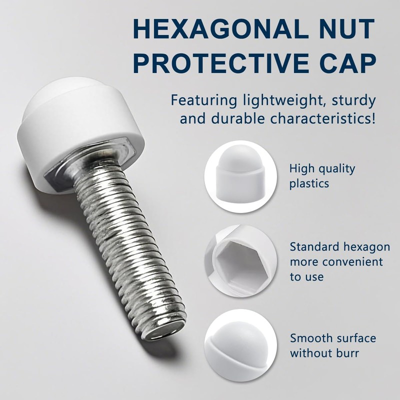 Drenky M8 Protective Caps, Hexagonal, Spanner Size 13, Pack of