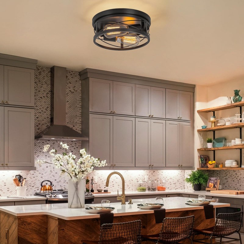 foucasal Farmhouse Ceiling Light Fixture Black Flush Mount Ceiling Light