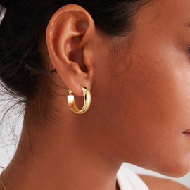 Gacimy Gold Hoop Earrings for Women 14k Real Gold Plated, 5mm Thick Gold Hoops Earrings for Women, Hypoallergenic Small Gold Earrings Hoops 20mm