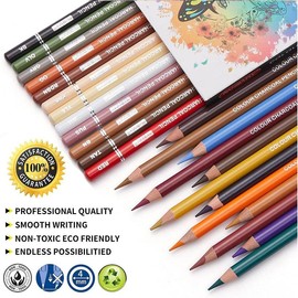 Professional Colored Charcoal Pencils Drawing Set, Skin Tone Colored Pencils, Pastel Chalk Pencils for Sketching, Shading, Coloring, Layering & Blending, 24 Colors - Color: 24 Colors