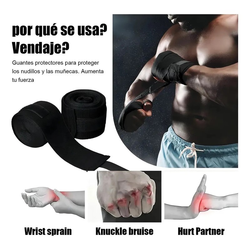2 Piezas Vendas De Box Semielasticas De 5m Boxeo Vmim
