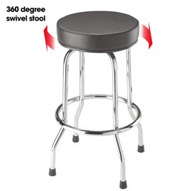 BIG RED Torin Swivel Bar Stool: Padded Garage/Shop Seat with Chrome Plated Legs, Black
