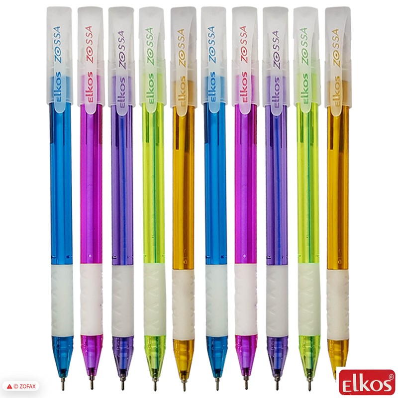 ELKOS BLUE Ballpoint Pens, 0.7mm Fine Point, Pack of 10,